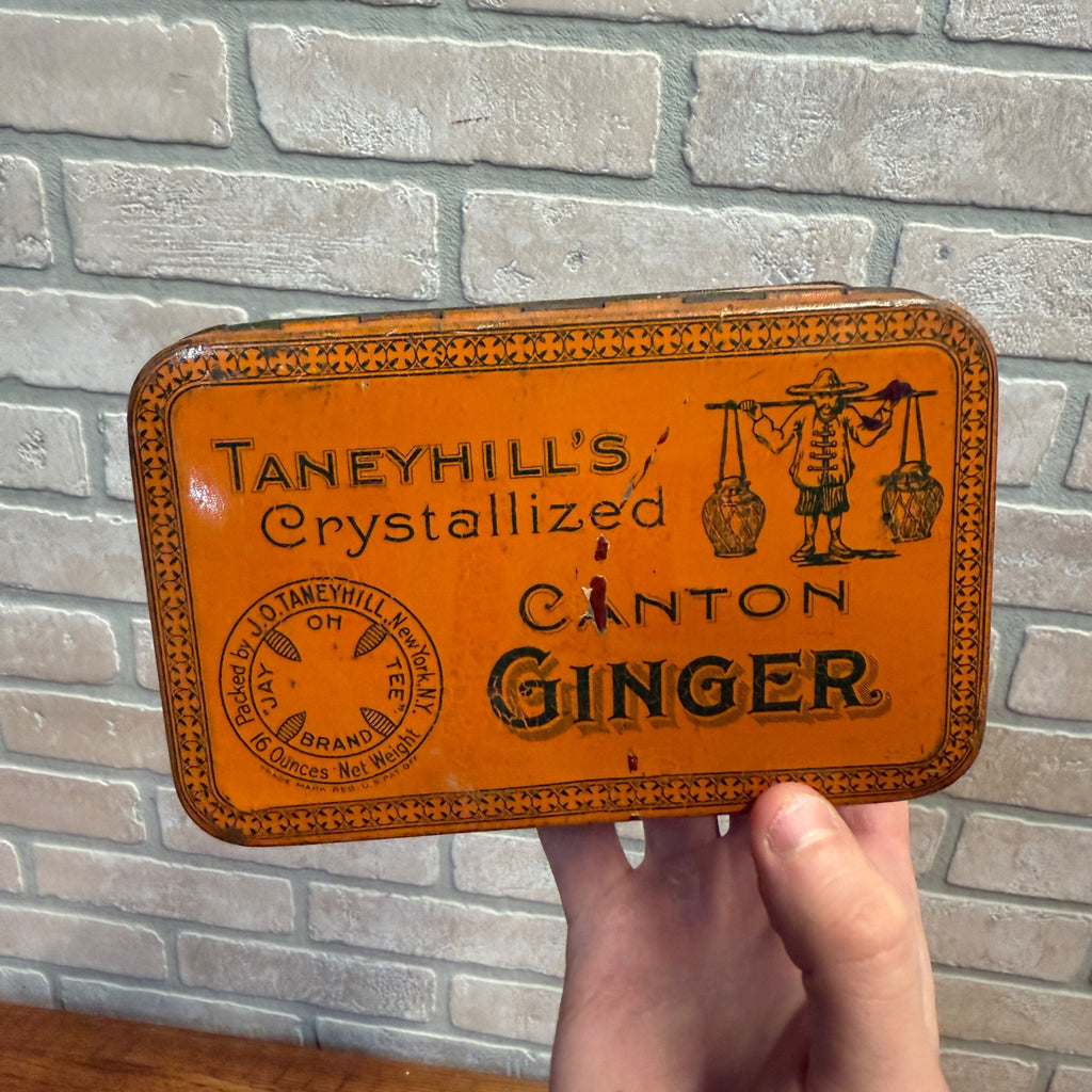 Vintage Taneyhill's Canton Ginger Orange Advertising Box Tin Kitchen