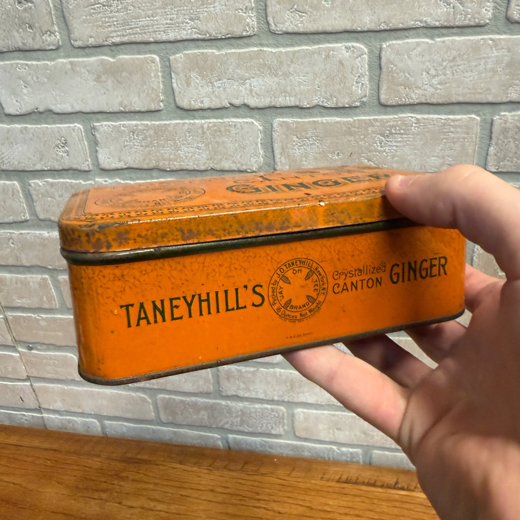 Vintage Taneyhill's Canton Ginger Orange Advertising Box Tin Kitchen
