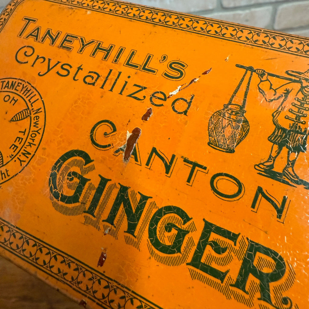 Vintage Taneyhill's Canton Ginger Orange Advertising Box Tin Kitchen