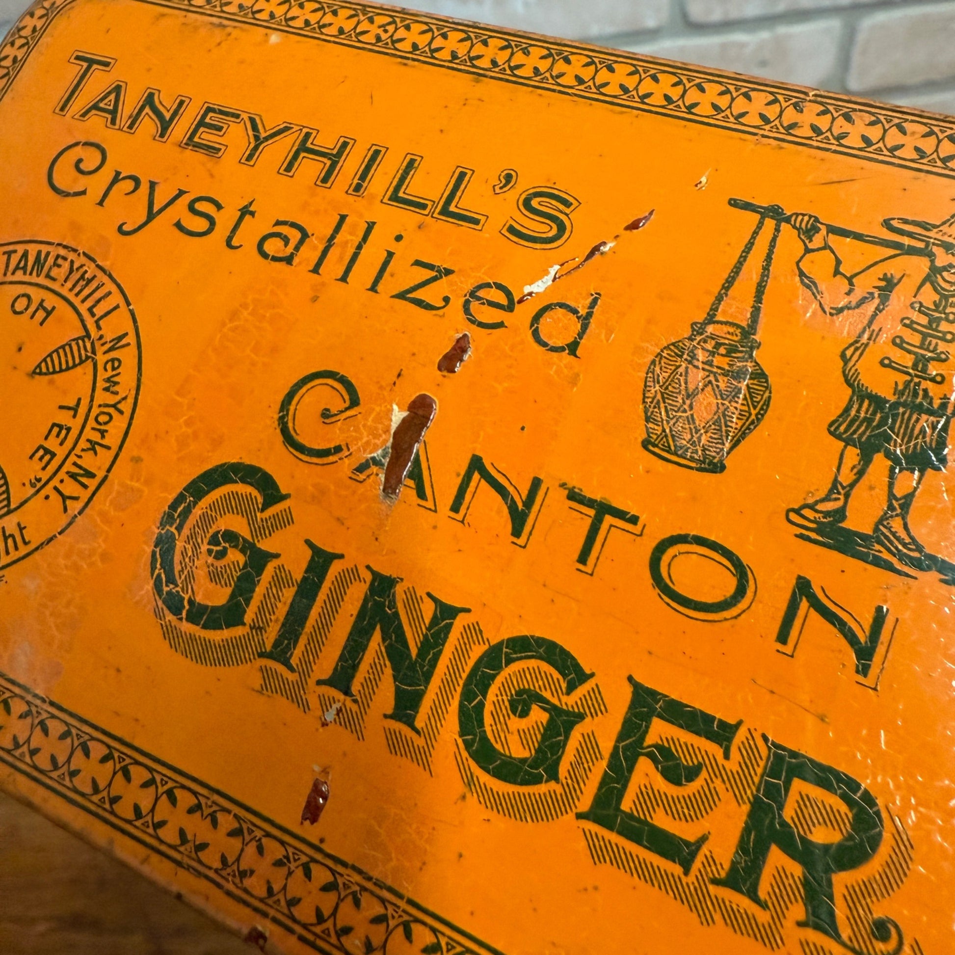 Vintage Taneyhill's Canton Ginger Orange Advertising Box Tin Kitchen