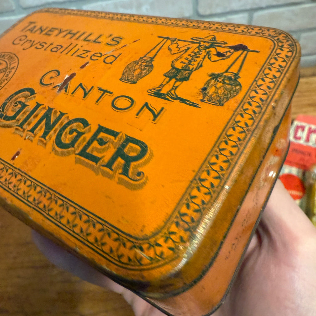 Vintage Taneyhill's Canton Ginger Orange Advertising Box Tin Kitchen