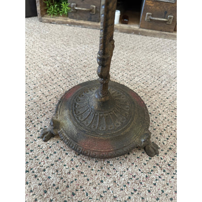 Antique Cast Iron Victorian Smokers Stand Ashtray Ornate Floral 27" Match Holder