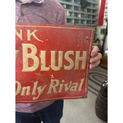 Vintage Early 1900s Cherry Blush Soda Tin Embossed Advertising Sign