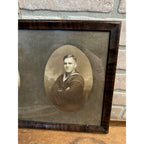 Original WWI US Navy Salior in Uniform Framed Photos, RPPC + Wisconsin Cap Hat
