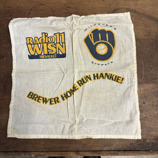 Vintage 1970s Milwaukee Brewers Home Rune Hankie Cloth Stadium Giveaway