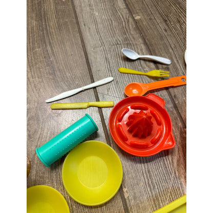 Vintage Child's Bakeware Play Food Set Tins Plates Kitchen Utensils