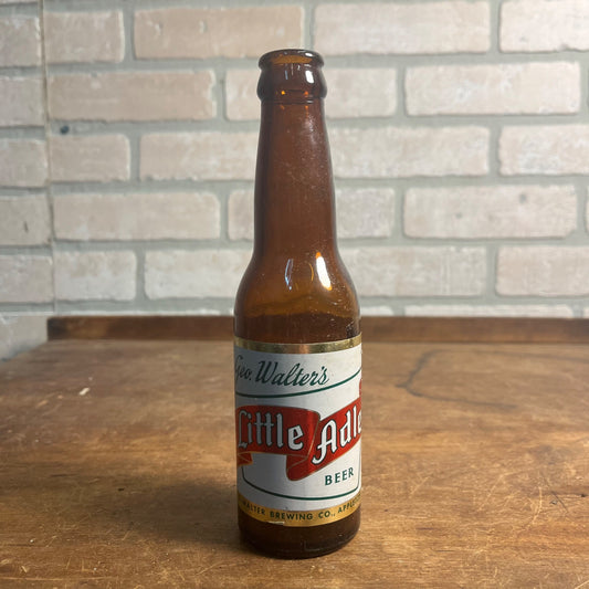 Vintage Geo. Walter's Little Adler Beer 7oz Glass Bottle Appleton Wis Label