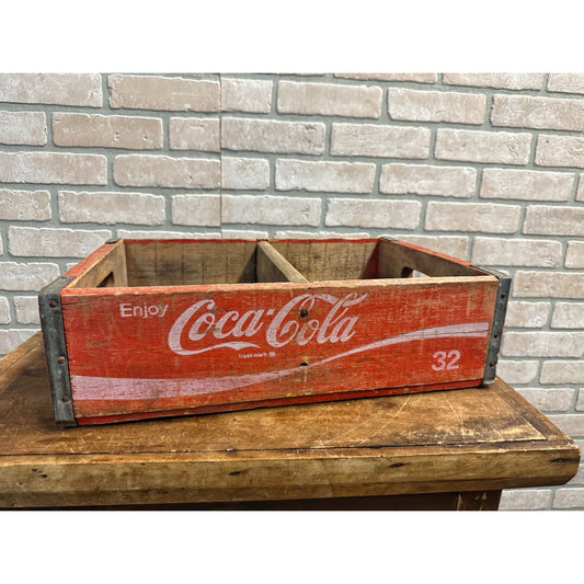 Vintage Coca Cola Wooden Soda Pop Bottle Carrier Crate Box Red