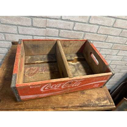 Vintage Coca Cola Wooden Soda Pop Bottle Carrier Crate Box Red