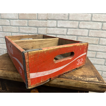 Vintage Coca Cola Wooden Soda Pop Bottle Carrier Crate Box Red