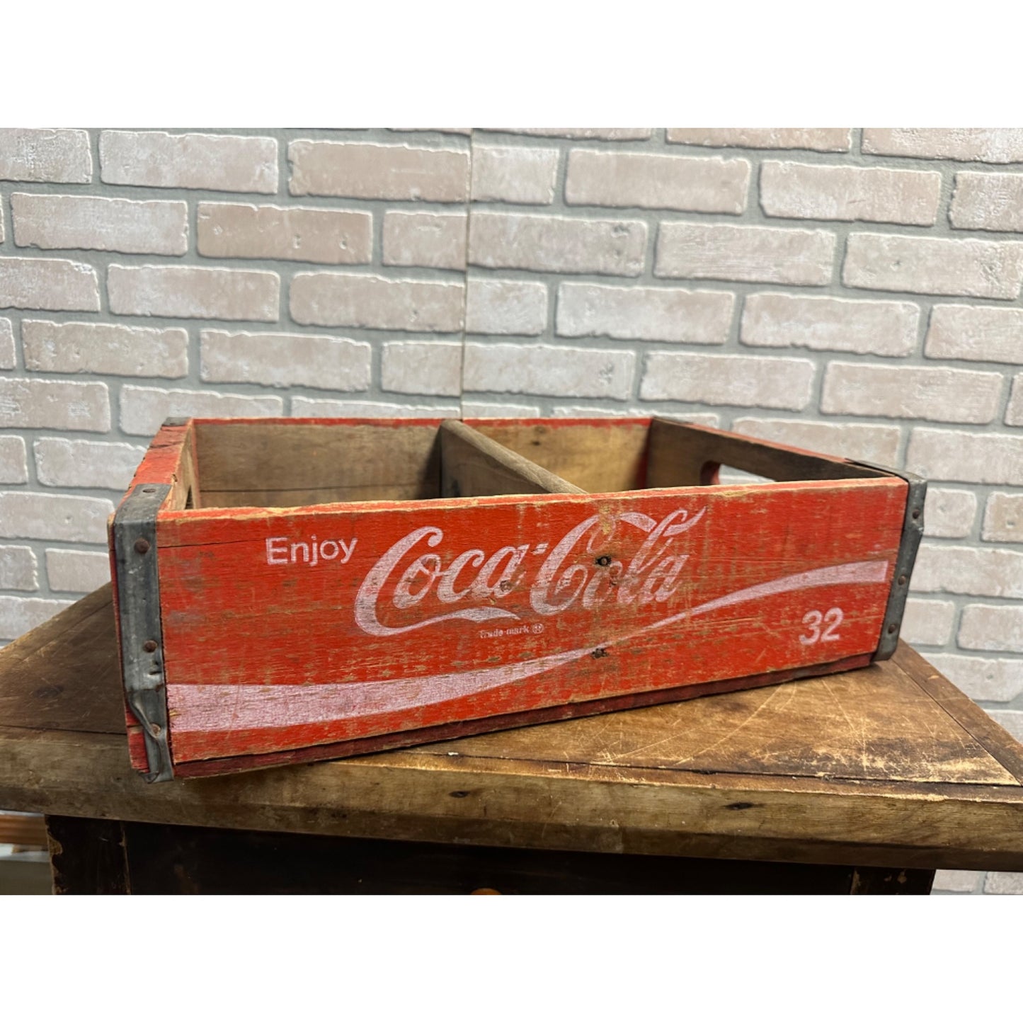 Vintage Coca Cola Wooden Soda Pop Bottle Carrier Crate Box Red