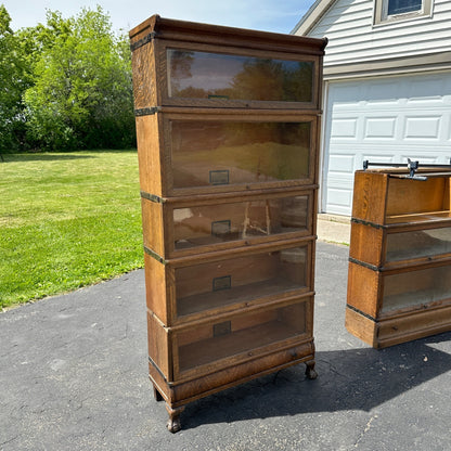 Antique Wooden Oak Globe-Wernicke 5-Stack Lawyer's Barrister Book shelf Cabinet