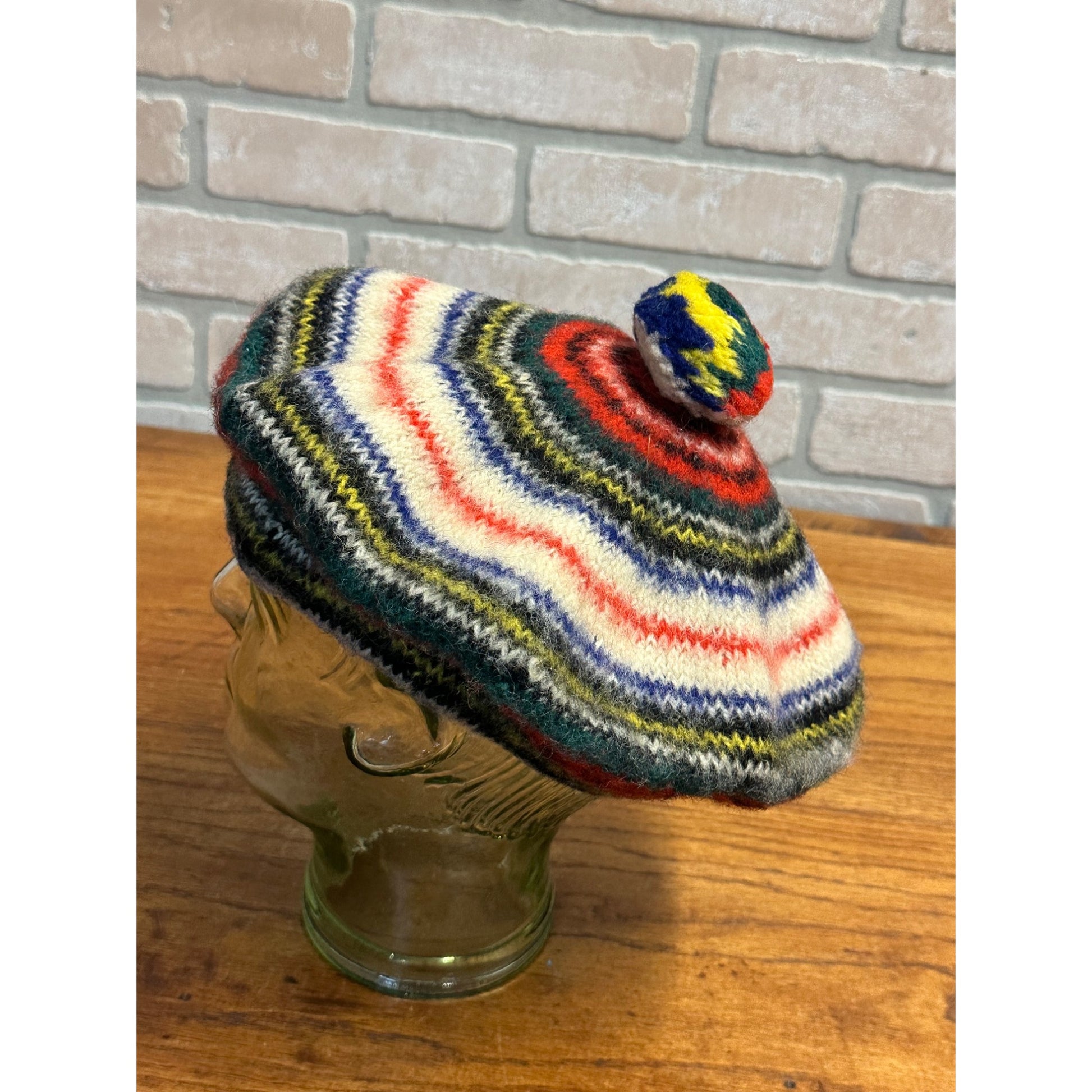 Vintage Dress Stewart Scotland Plaid 100% All Wool Hat Cap Bunnet Tammie
