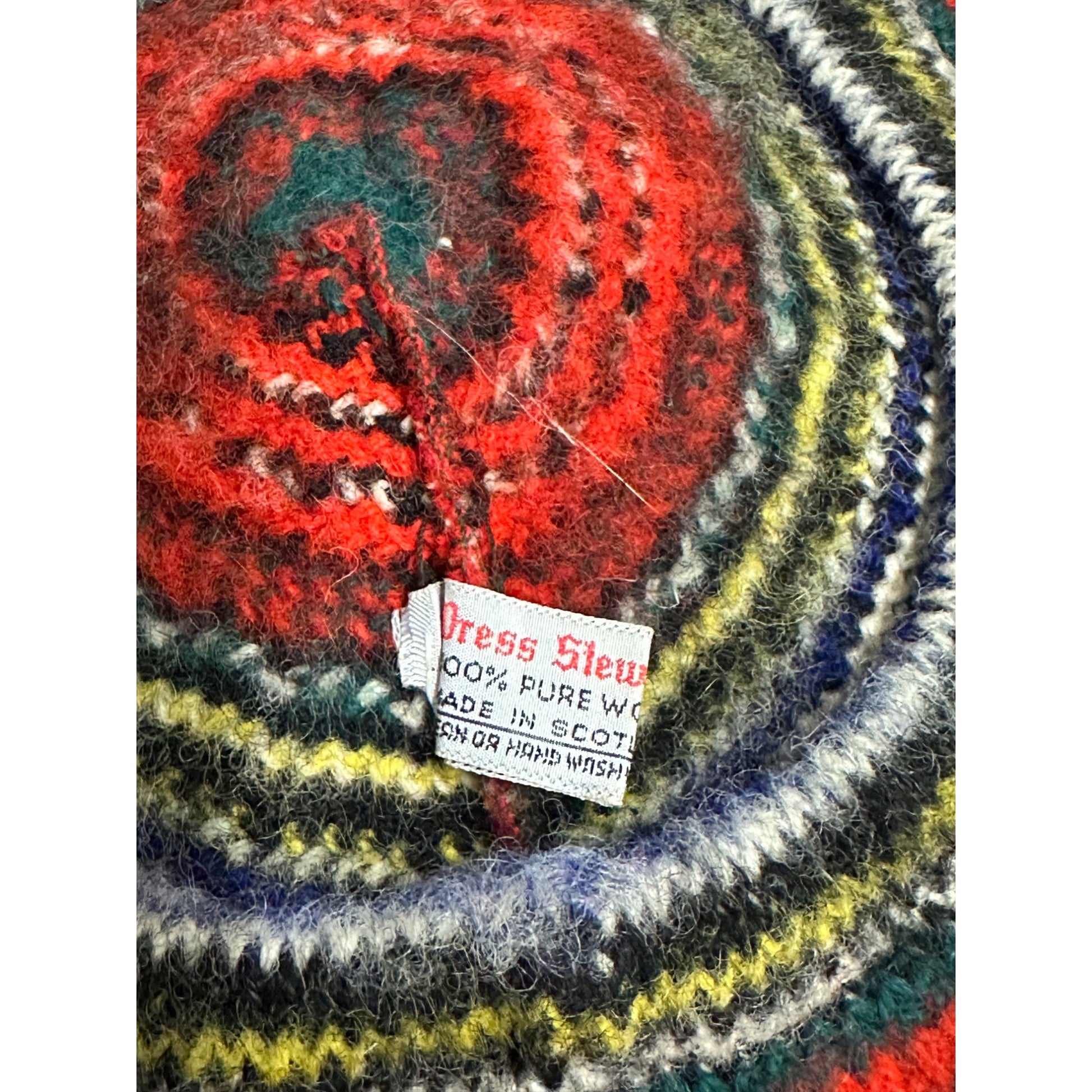 Vintage Dress Stewart Scotland Plaid 100% All Wool Hat Cap Bunnet Tammie