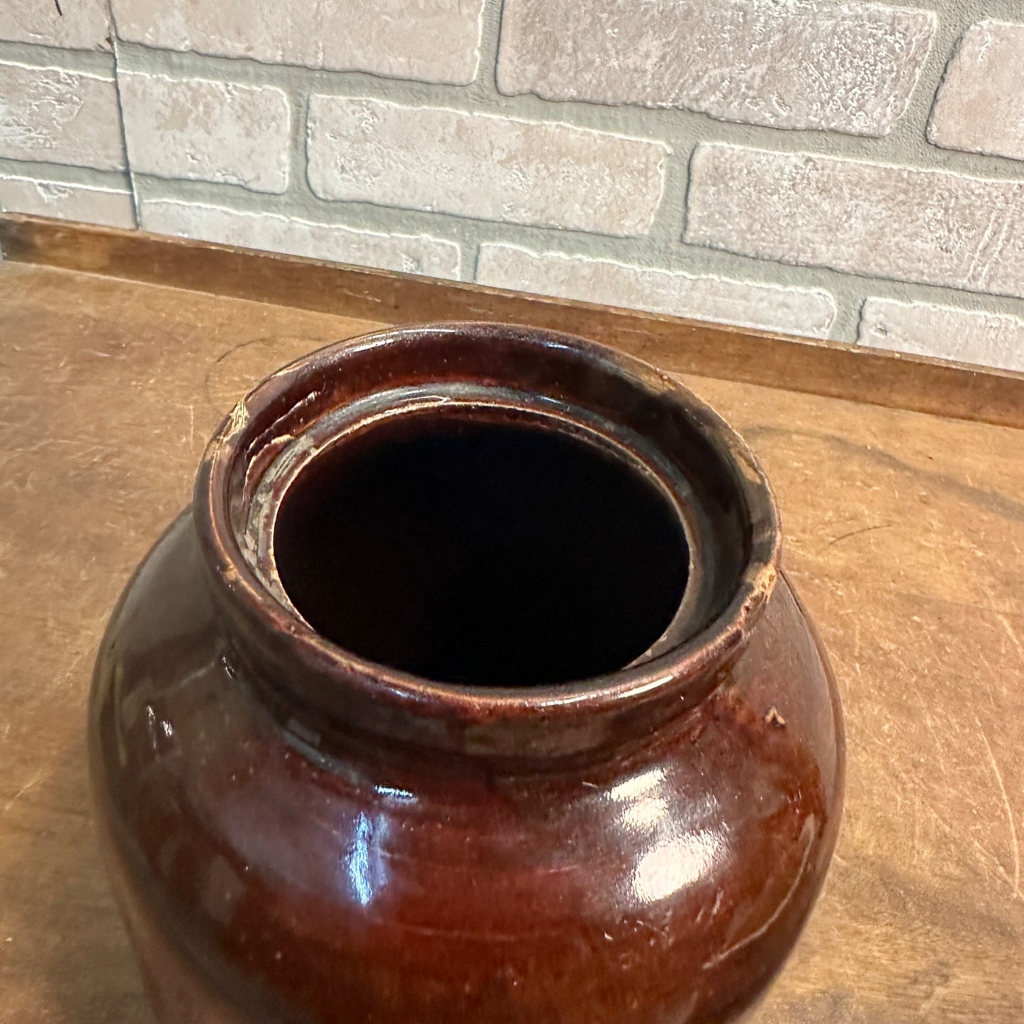 BROWN RED WING 7" PRESERVE JUG  MINNESOTA STONEWARE CO. RED WING, BOTTOM MARK