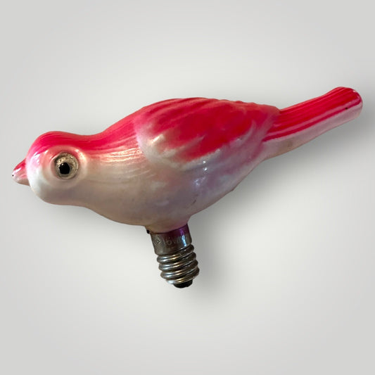 Vintage Christmas Figural Red Bird Parrot Milk Glass Light Bulb