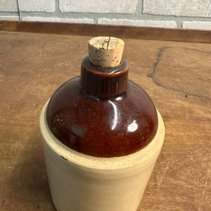 Antique Miniature Stoneware Mercury Jar Bottle Mini Jug Corked Vintage