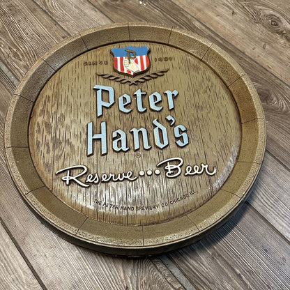 Vintage 1950s Peter Hand's Reserve Beer Chalkware Barrel Advertising Wall Sign