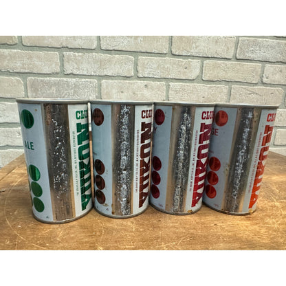 Vintage Yukon Club Soda Pop Cans (4) Orange Cherry Root Beer Steel Pull Tab Flat Top