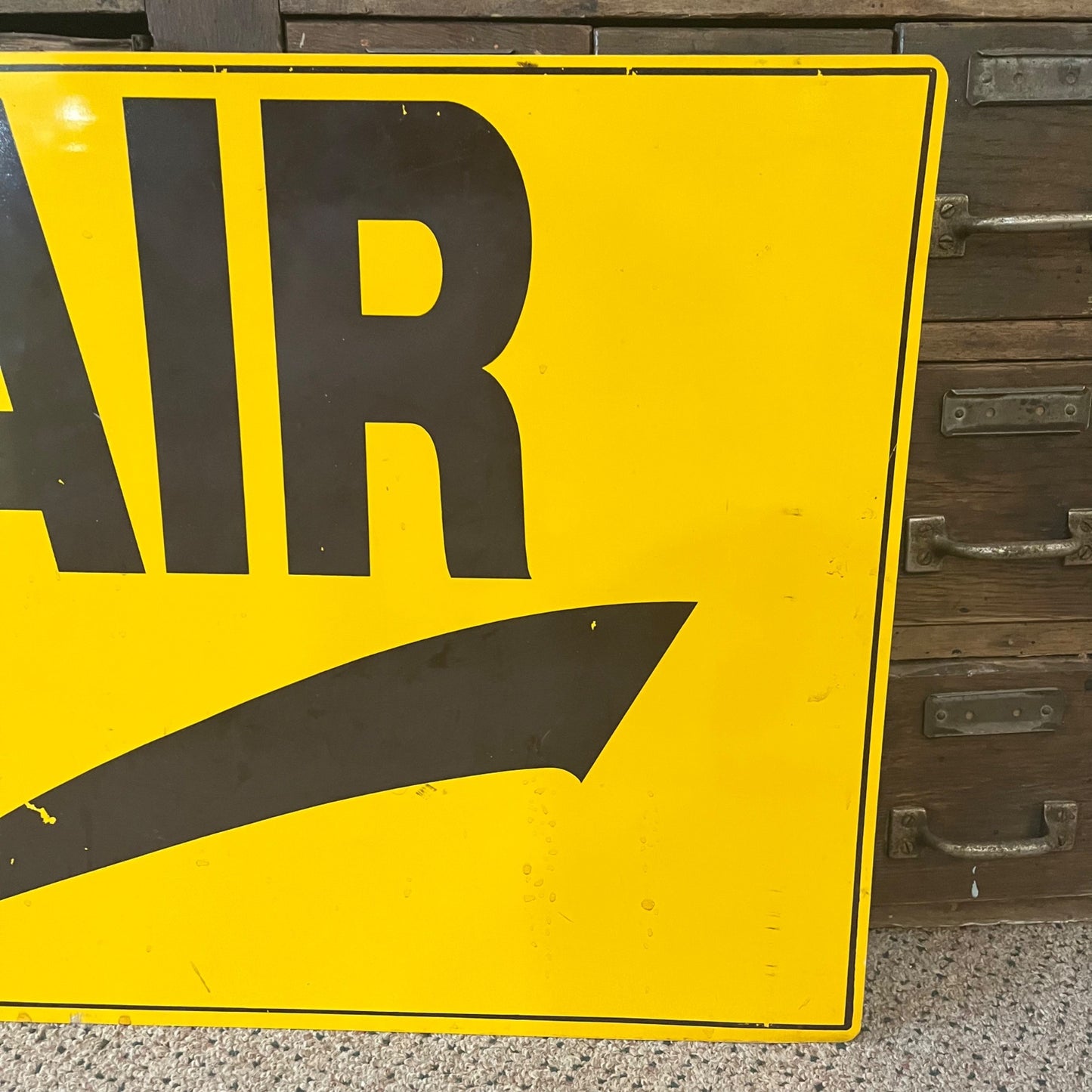 Vintage 1960s Yellow Tin Air Service Station Air Meter Sign