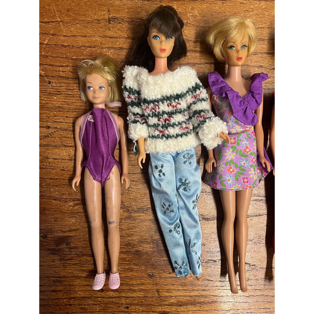 Vintage Lot (5) 1960s-70s Barbie Fashion Dolls Ken Skipper Mattel Brunette