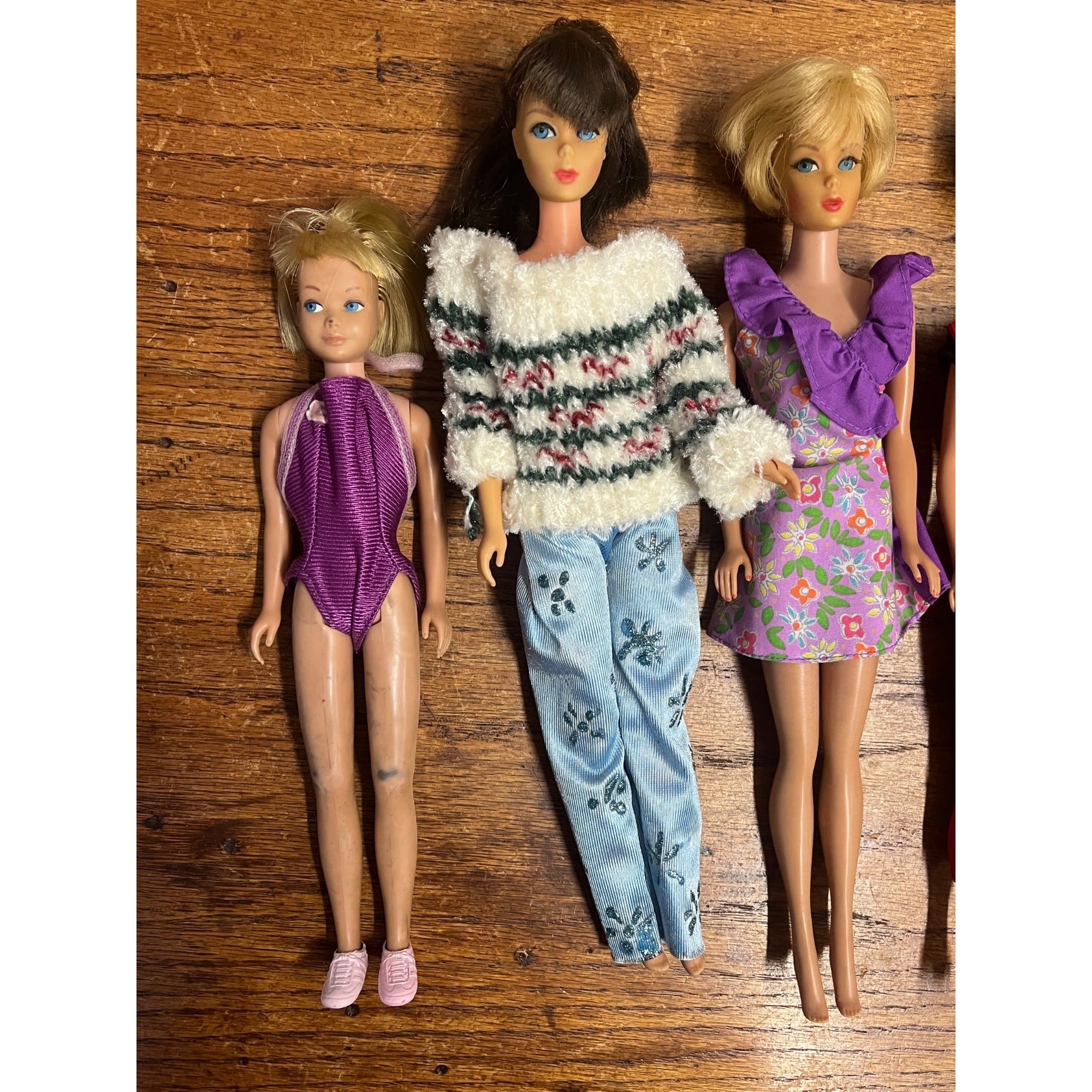 Vintage Lot (5) 1960s-70s Barbie Fashion Dolls Ken Skipper Mattel Brunette