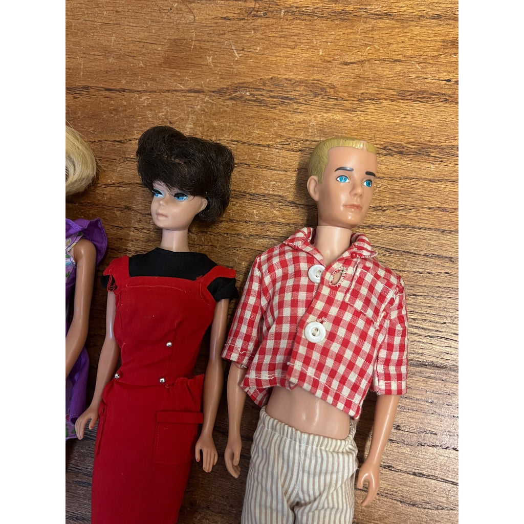 Vintage Lot (5) 1960s-70s Barbie Fashion Dolls Ken Skipper Mattel Brunette