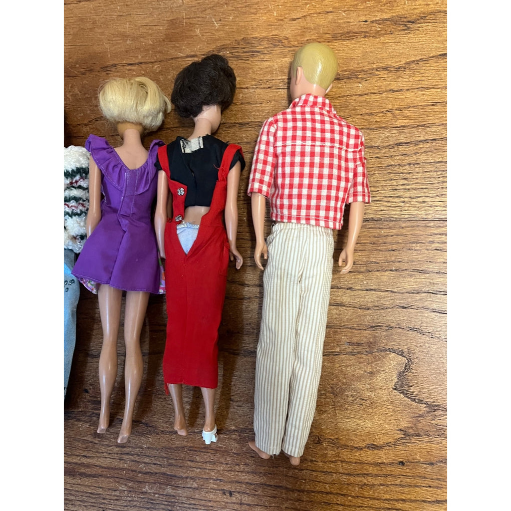 Vintage Lot (5) 1960s-70s Barbie Fashion Dolls Ken Skipper Mattel Brunette