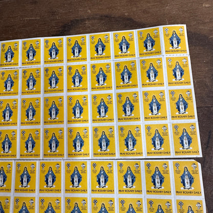 Huge Lot of 1940s Pray Rosary Daily Yellow Stamps Stickers Labels