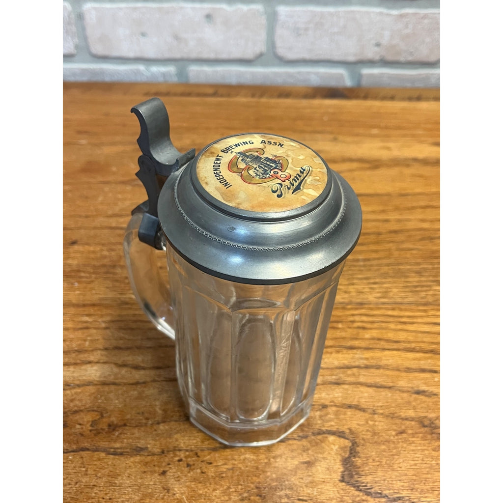 Vintage Independent Brewing Association "Prima" Glass Beer Stein Mug Chicago
