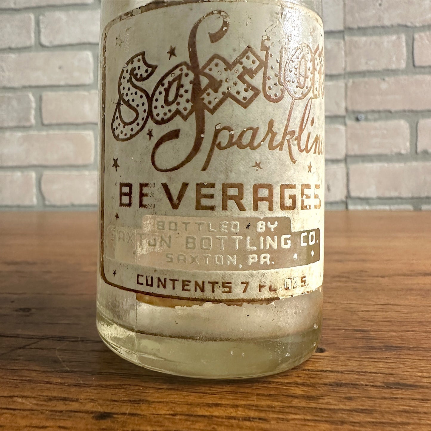 Vintage Saxton Sparkling Beverages 7oz Soda Pop Bottle Pennsylvania ACL