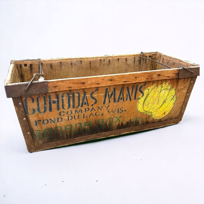 Vintage Banana Crate Cohodas Manis Co Fond du lac Wis Advertising Wooden Box