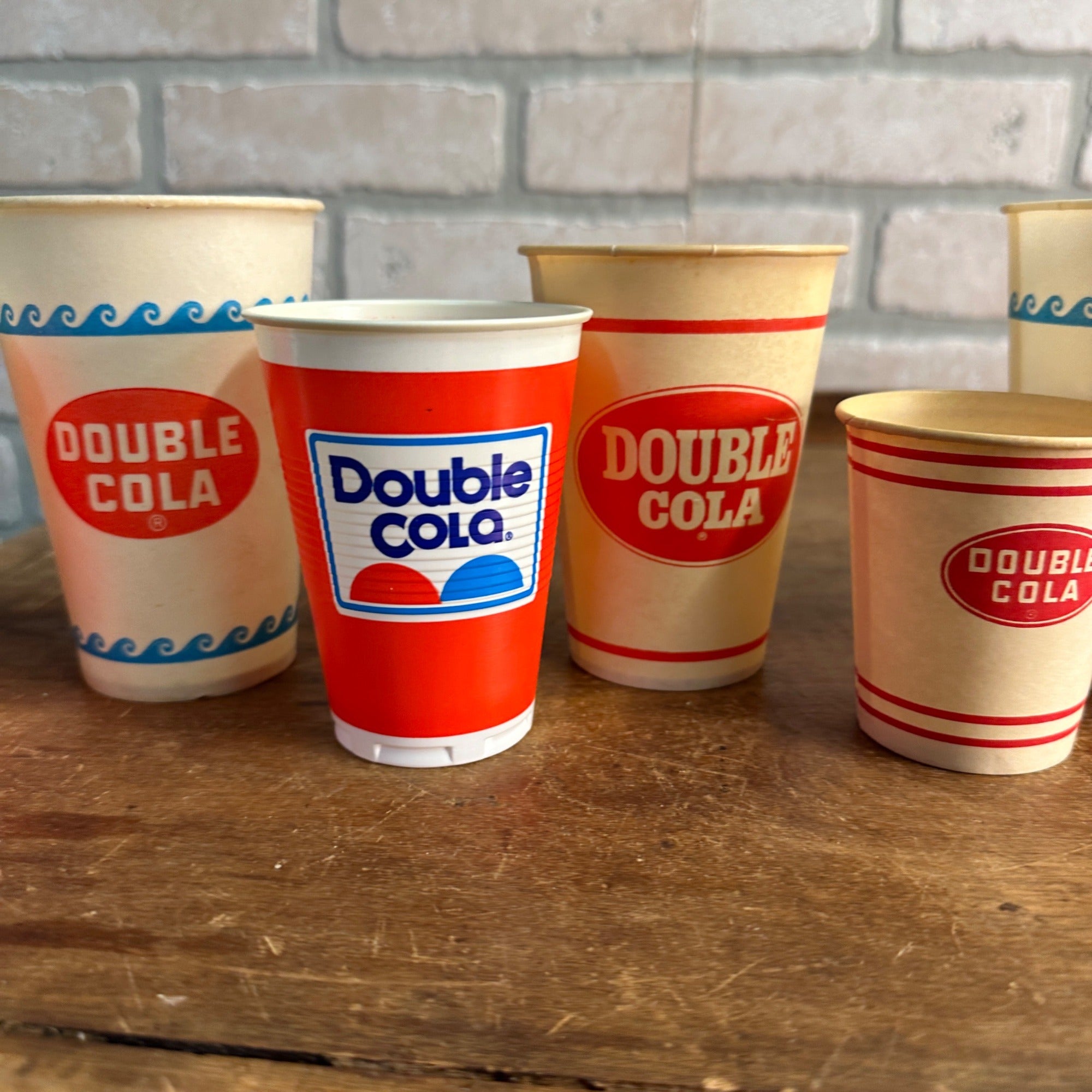(8) Vintage Double Cola Soda Paper Wax Cups Advertising Sample Fountain