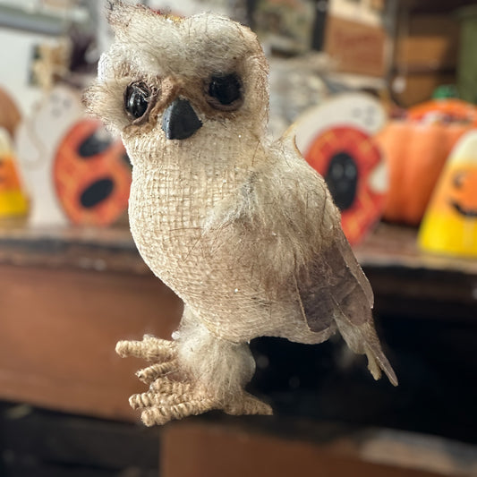 Rustic 6" Spooky Halloween Winter Blackshire Snow Owl Decor