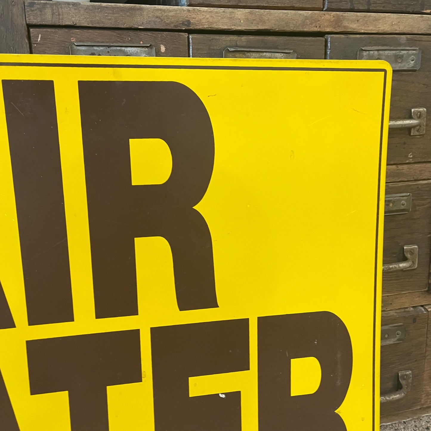 Vintage 1960s Yellow Air & Water Sign Service Station Air Meter Sign