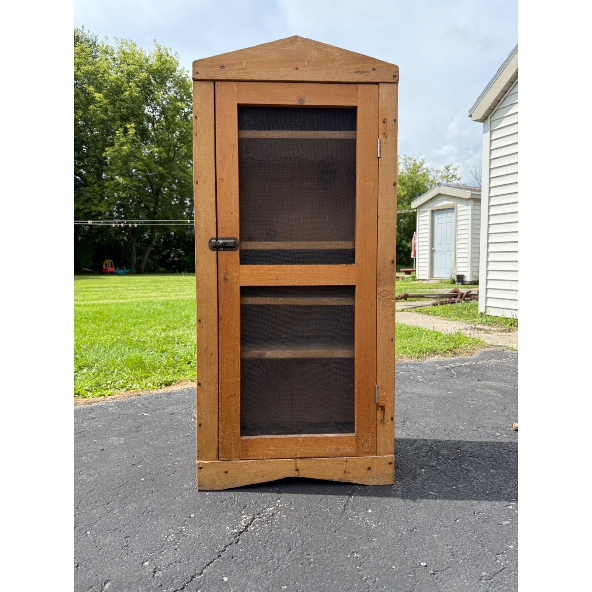 Antique Primitive Farmhouse Wood Pie Safe w/ Screen Door