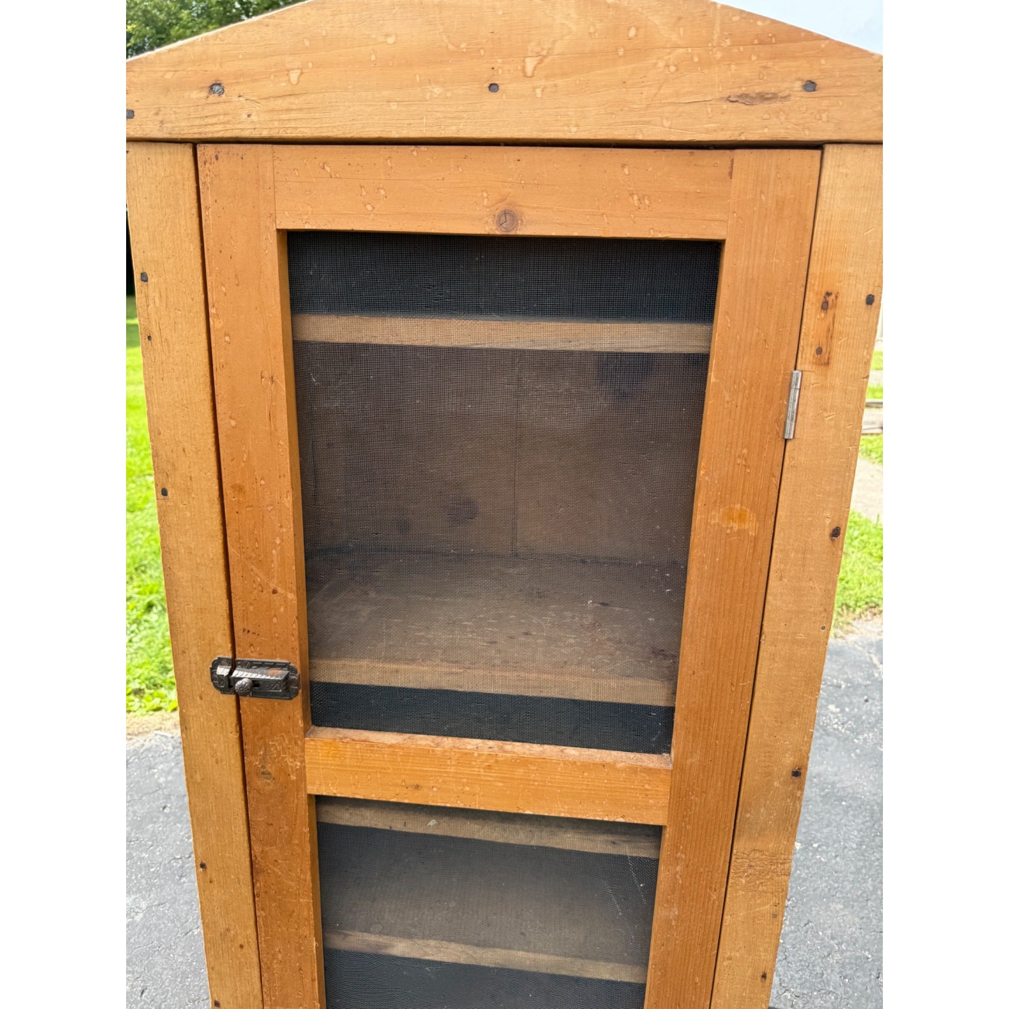 Antique Primitive Farmhouse Wood Pie Safe w/ Screen Door