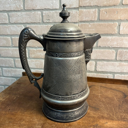 ANTIQUE WILCOX SILVER PLATE PORCELAIN LINED CARAFE WATER COFFEE PITCHER VICTORIAN