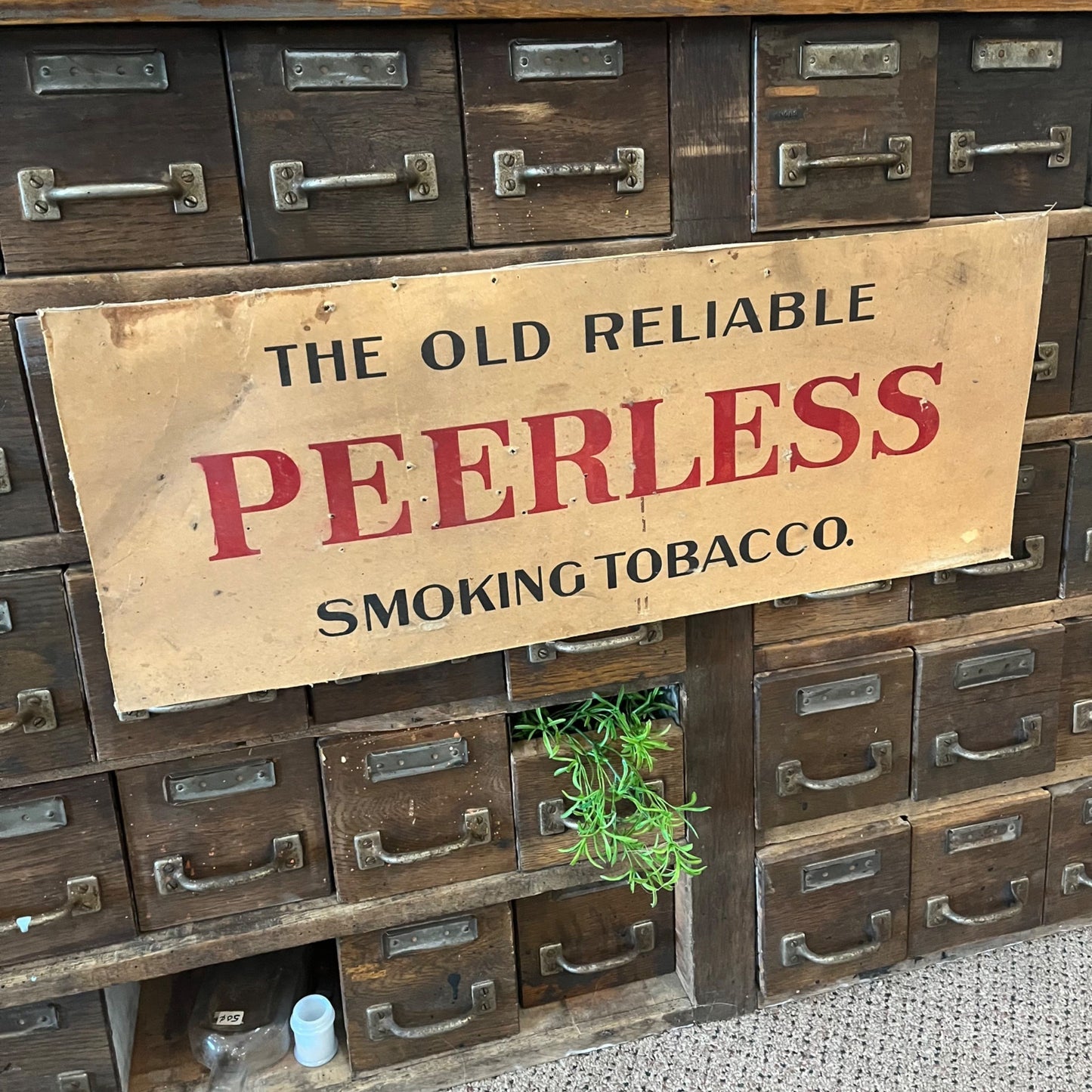 Antique Old Reliable Peerless Smoking Tobacco Cardbaord Sign