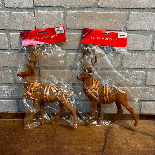 Vintage The Trimmerry Santa Workshop NOS Reindeer Lot (2) 11" Tall NEW