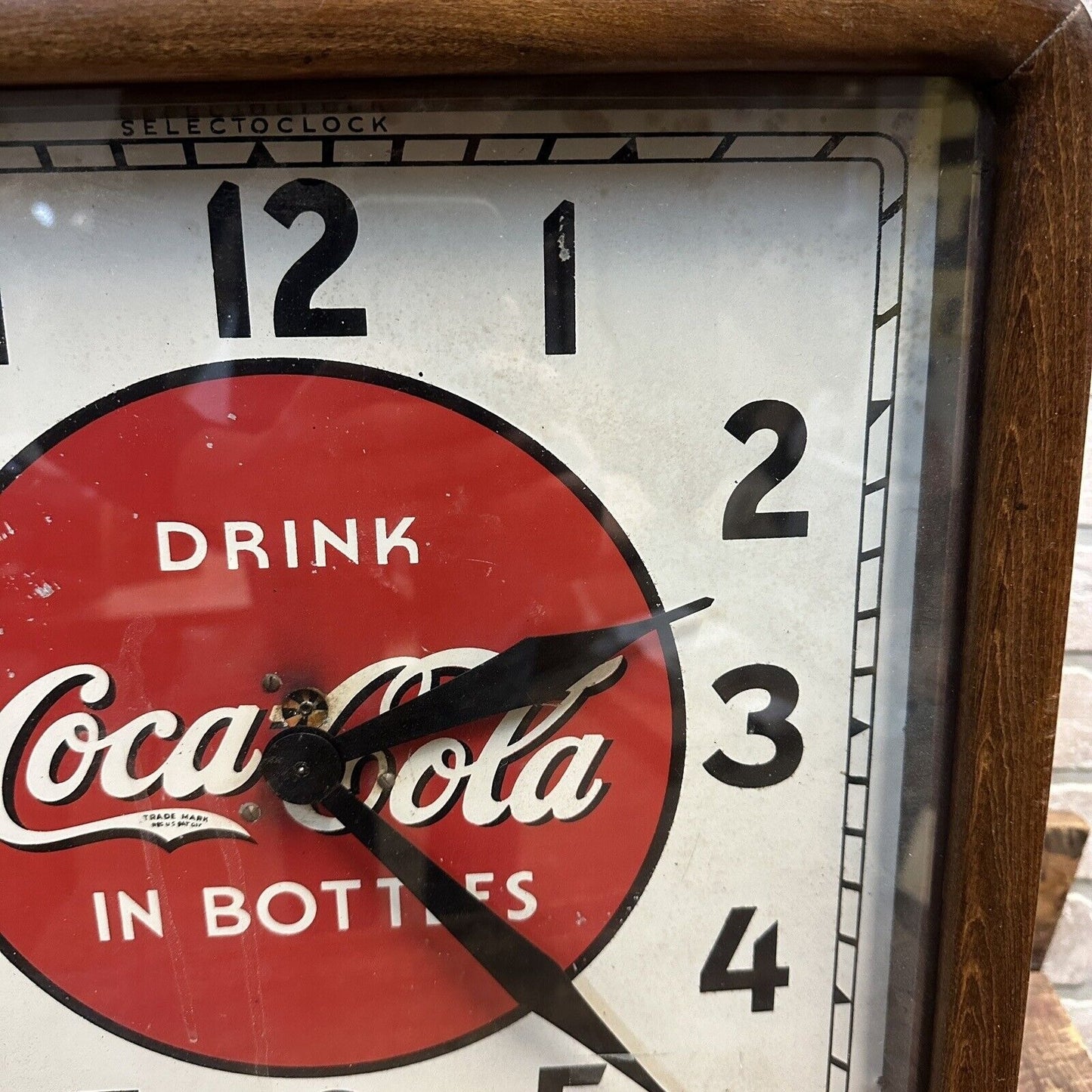 Vintage 1930s Coca Cola Advertising Wall Clock Selectoclock Wooden Art Deco