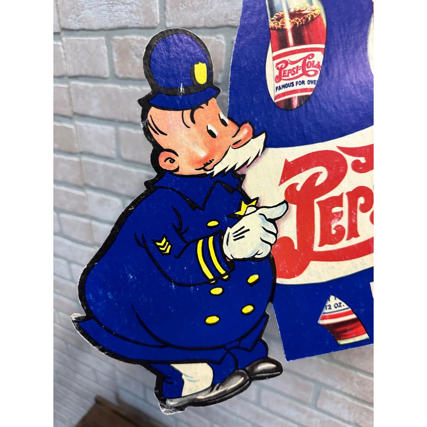 PEPSI COLA "PEPSI & PETE"  CARDBOARD DIECUT DOUBLE-SIDED ADVERTISING SIGN