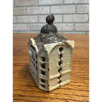 Vintage AC Williams Domed Building Cast Iron Still Bank 3" Tall White Paint