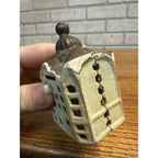 Vintage AC Williams Domed Building Cast Iron Still Bank 3" Tall White Paint