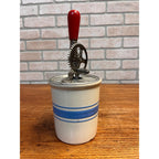 Primitive Farmhouse Blue Banded Stoneware 1 Gallon Crock Decor Kitchen