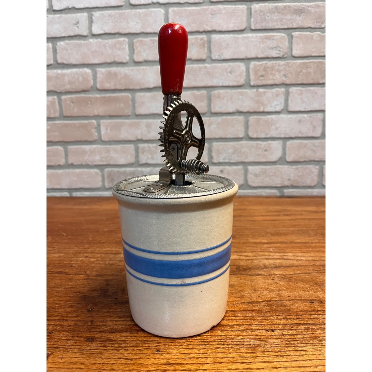 Primitive Farmhouse Blue Banded Stoneware 1 Gallon Crock Decor Kitchen