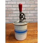 Primitive Farmhouse Blue Banded Stoneware 1 Gallon Crock Decor Kitchen