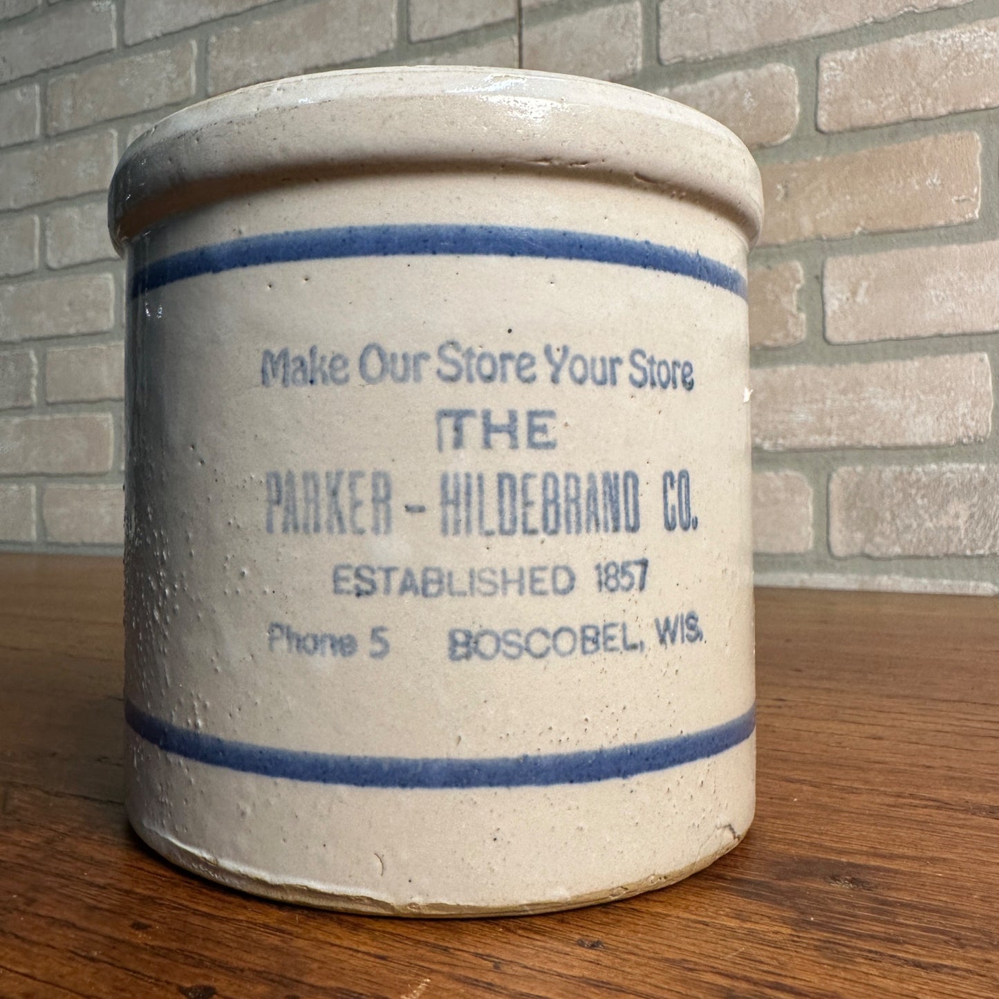 Vintage Red Wing Stoneware Parker-Hildebrand Co Boscobel Wis Crock Beater Jar