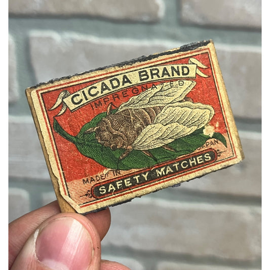 RARE Vintage 1920s Cicada Safety Matches Box Cover Label Advertising Japan