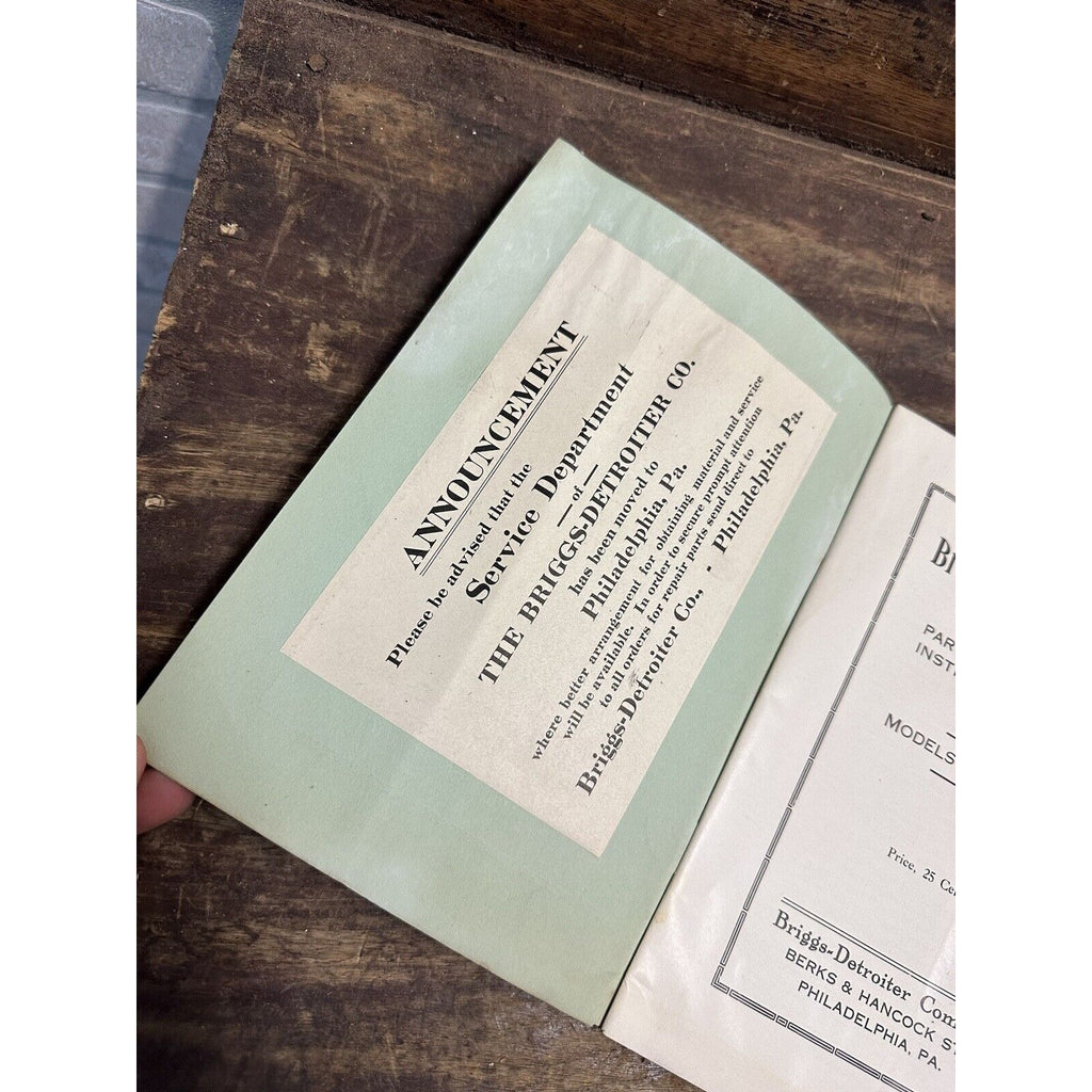 RARE Vintage c1917 Briggs-Detroiter Co. Automobile Manual Models A,B,C,D,F